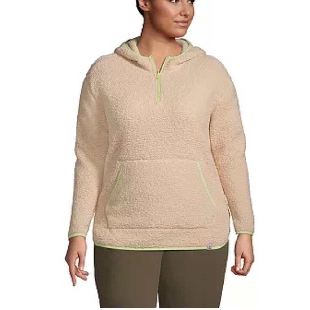 1X Lands’ End Women’s Quarter Zip Hoodie in Sand Dune